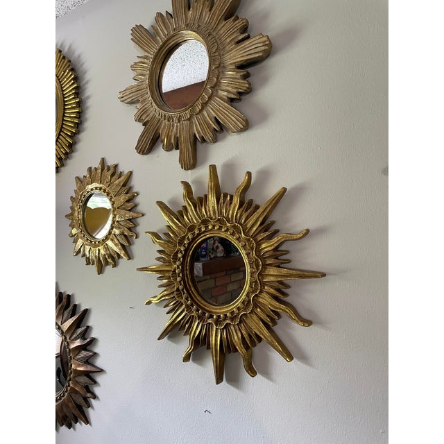 1960s French Style 17.25" Gilded Sunburst Wall Mirror For Sale - Image 17 of 18