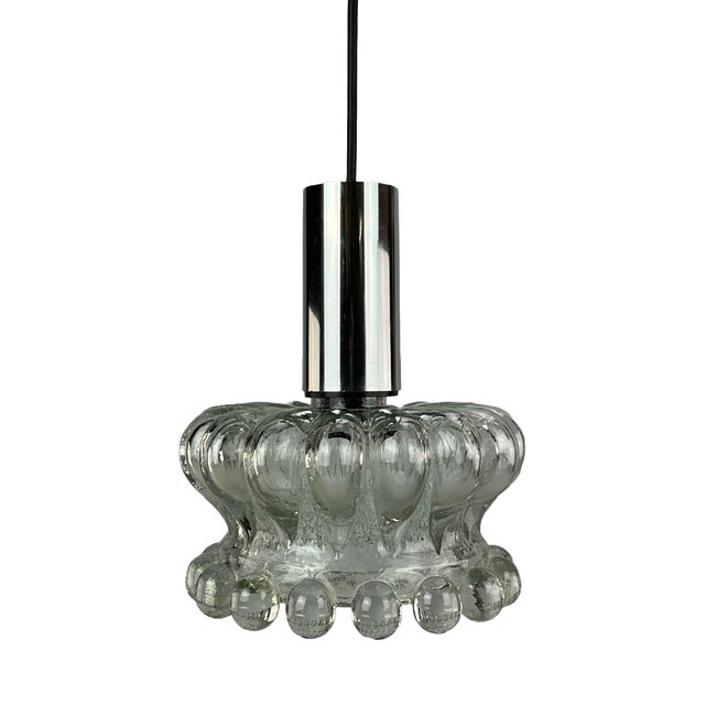 Mid-Century Space Age Hanging Lamp in Bubble Glass, 1970s For Sale