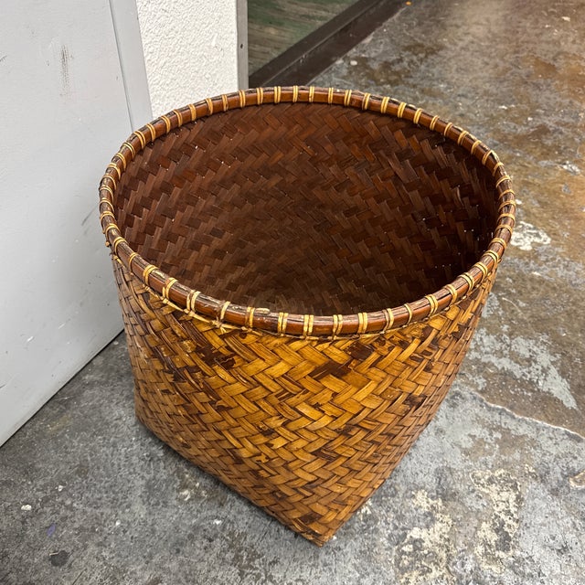 Vintage Handwoven Wicker Baskets, Set of Three For Sale - Image 12 of 12