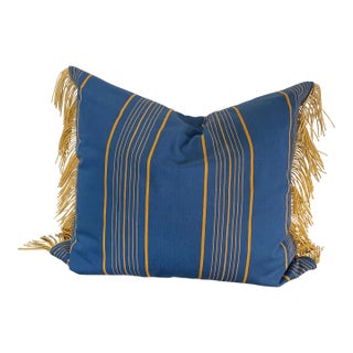 Single Vintage Blue Yellow Pillow For Sale