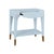 Wood Matthew Izzo Home Ronny Glossy Light Blue Lacquer One Drawer Side Table With Antique Brass Foot Caps For Sale - Image 7 of 7