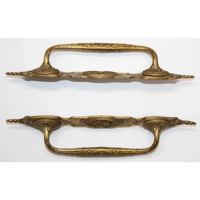Metal 1900s Large Louis XVI Bronze Door Handles Set of 2 For Sale - Image 7 of 13