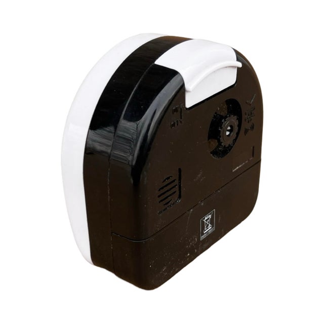 Small Black and White Electric Alarm Clock Eurotime Germany 1980s For Sale - Image 6 of 9