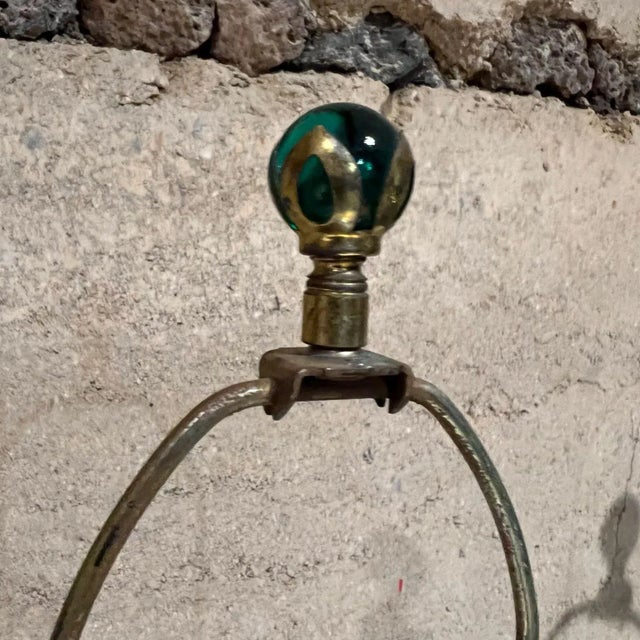 1950s Hand Painted Table Lamps Bohemian Czech Glass For Sale - Image 10 of 13