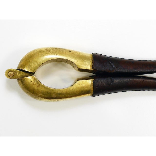 Carl Aubock Vienna Signed Vintage Brass & Leather Nutcracker, Austria, 1950s attributed to Carl Auböck For Sale - Image 9 of 18