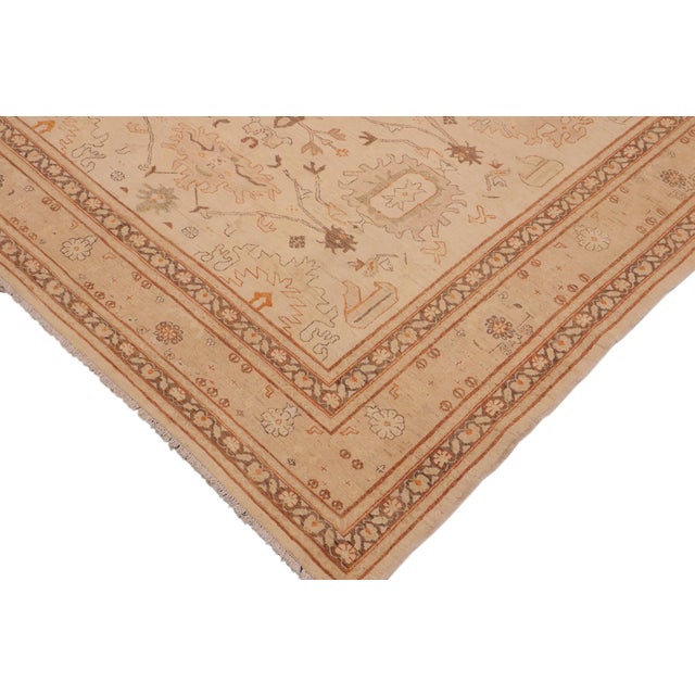 Oriental Ziegler Beige Tan Hand-Knotted Wool Rug - 9'0'' X 12'0'' For Sale - Image 4 of 8