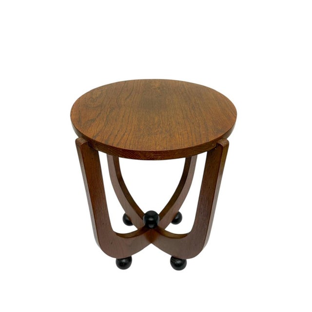 1920s Art Deco Amsterdamse School Oak Side Table, Netherlands, 1920s For Sale - Image 5 of 12