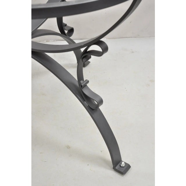 Italian Volcanic Fire Glazed Floral Painted Outdoor Dining Table Set - 7 Pcs For Sale - Image 9 of 12