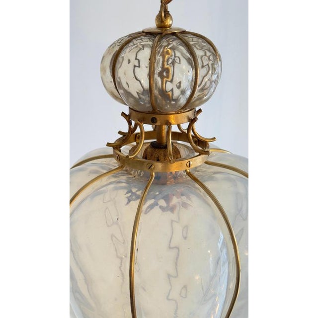 Metal Mid-Century Murano Glass Pendant Lamp attributed to Barovier & Toso, Italy, 1960s For Sale - Image 7 of 12