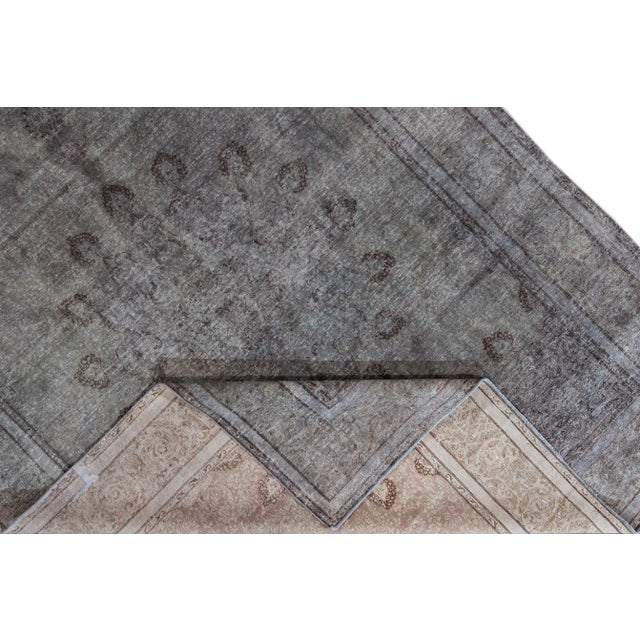 Persian 1960s Vintage Persian Distressed Handmade Medallion Gray Wool Rug For Sale - Image 3 of 10