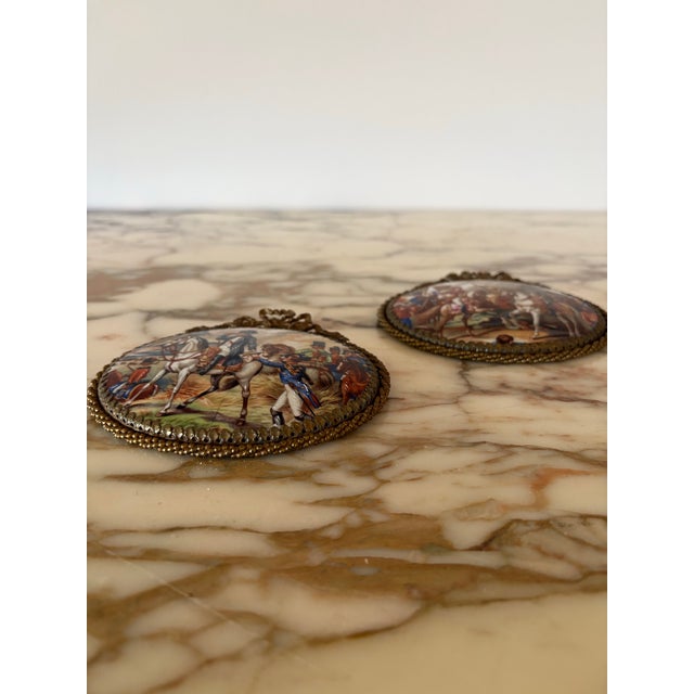 Antique Pair of Oval Porcelain Plaques Depicting Napoleon in Battle For Sale - Image 9 of 12