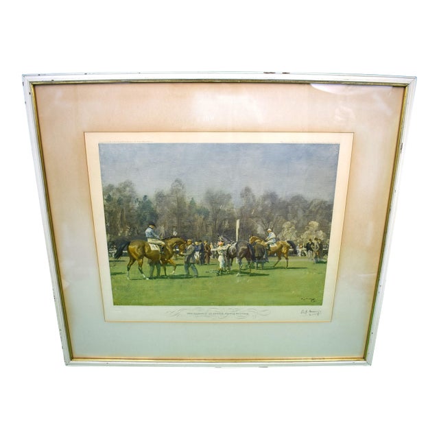 The Paddock at Epsom, Spring Meeting 1932 Chromolithograph by Sir Alfred Munnings (Signed) For Sale