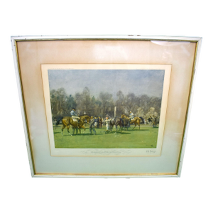 The Paddock at Epsom, Spring Meeting 1932 Chromolithograph by Sir Alfred Munnings (Signed)