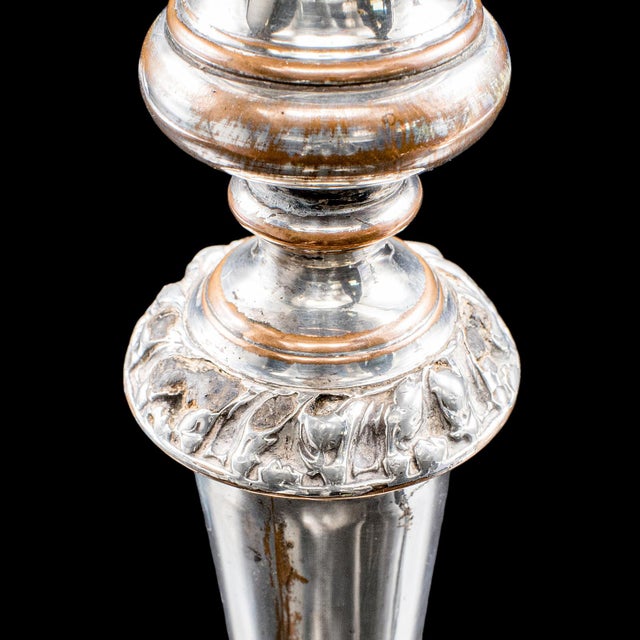 Pair of Antique Old Sheffield Plate Candlesticks, English Candle Nozzle, Regency For Sale - Image 10 of 12