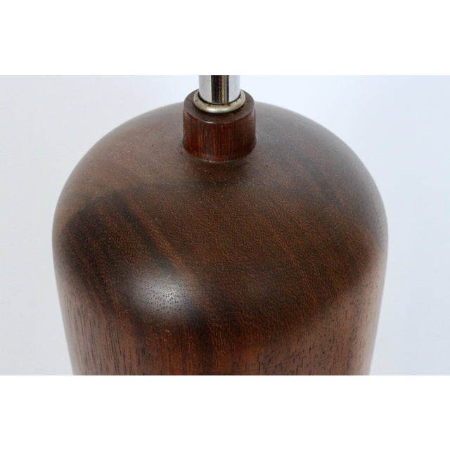 Coffee Mid 20th Century Danish Modern Solid Turned Dark Teak Table Lamp For Sale - Image 8 of 12
