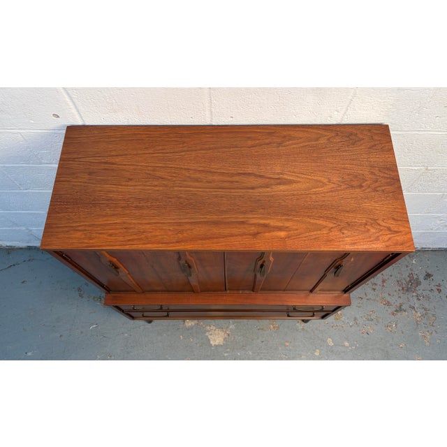 Brown Mid 20th Century Brasilia Style Walnut and Brass Gentleman’s Chest For Sale - Image 8 of 15