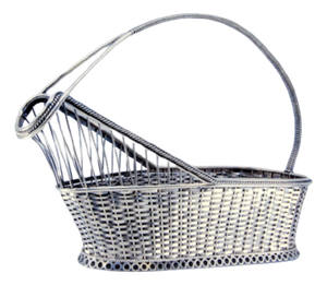 Silver Bottle Basket with Friezes and Ring-Shaped Base