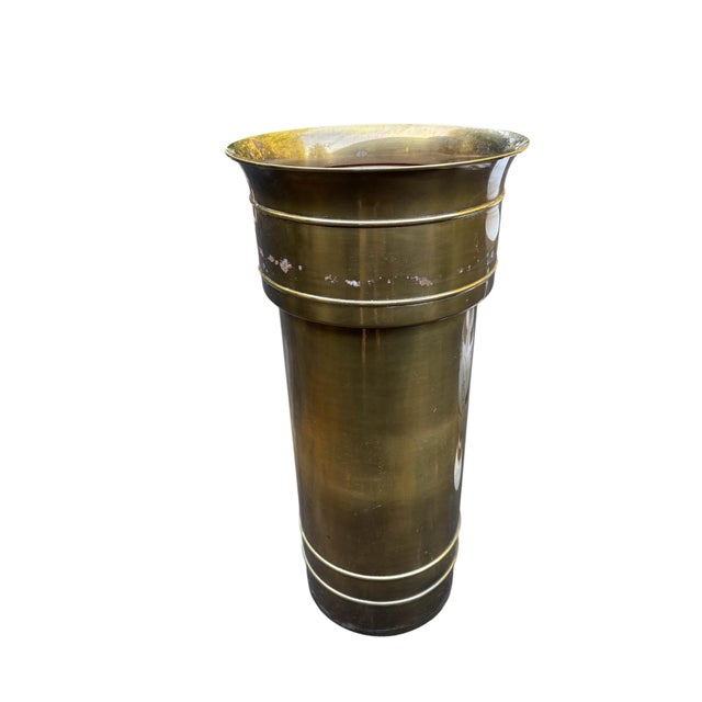 Mid 20th Century William Doezema for Mastercraft Attributed Brass Pedestal Jardiniere For Sale - Image 4 of 16