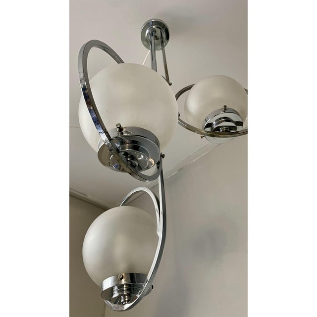Art Deco Silver Ceiling Lamp with Three Sphere Shades For Sale - Image 5 of 18