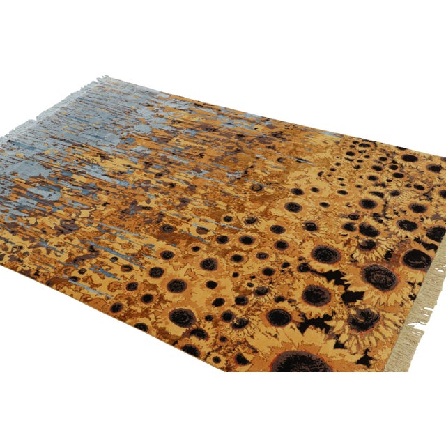 Rug & Kilim Rug & Kilim’s Contemporary Rug With Abstract Floral Pattern “Molten Sunflowers” For Sale - Image 4 of 7