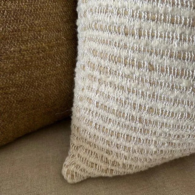 Wool and Linen Accent Pillow With Down Feather Insert For Sale In Los Angeles - Image 6 of 11
