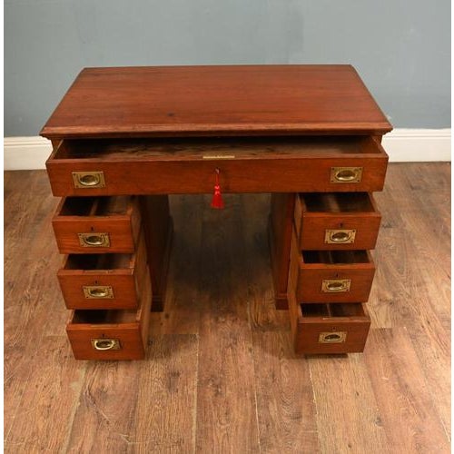 Military Campaign Pedestal Desk in Mahogany, 1880 For Sale - Image 13 of 15