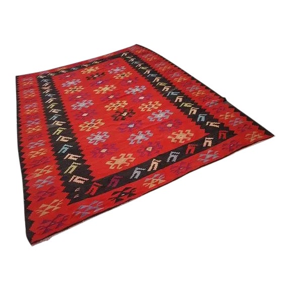 1970s Vintage Turkish Kilim Rug - 7′3″ × 9′4″ For Sale