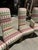 Wood 1970s Collection of Colorful Patterned Dining Chairs- Set of 6 With 2 Captains Chairs For Sale - Image 7 of 11