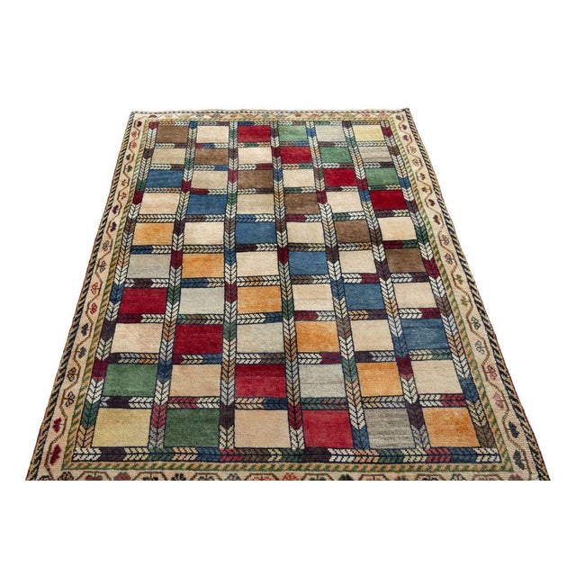 Hand-Knotted Gabbeh Nomadic Rug For Sale - Image 4 of 11