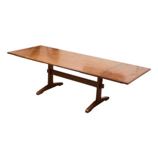 Mid 20th Century Solid Wood Trestle Dining Table For Sale