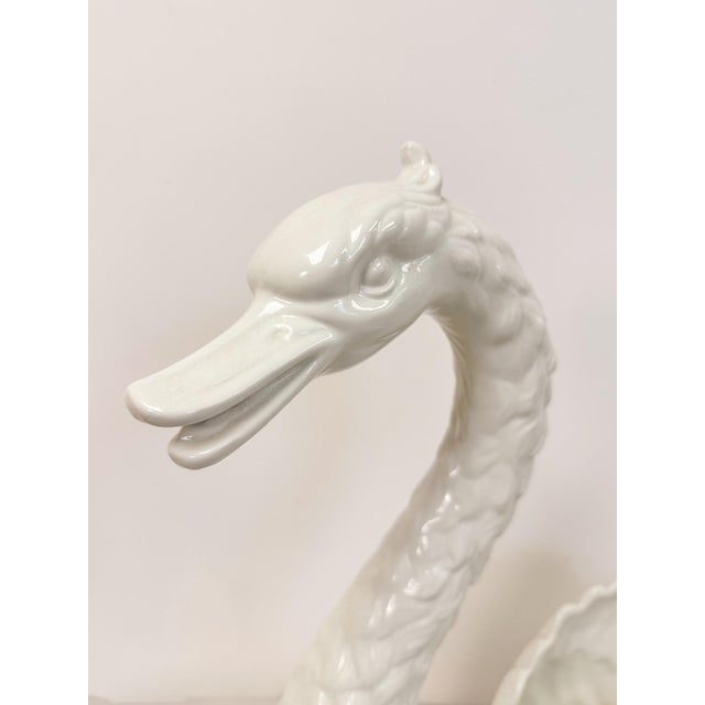 White Large Vintage White Porcelain Swan Planter Sculpture MCM Decor Italian Style For Sale - Image 8 of 17