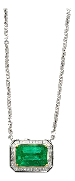 2.66 Carat Vivid Green Minor Oil Muzo Mine Colombian Emerald Floating Necklace