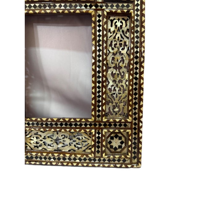 Wood Handmade Mother of Pearl Inlaid Wooden Mirror Frame For Sale - Image 7 of 8