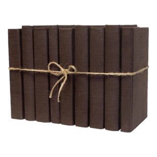 Decorative Books - Coffee Linen Wrapped Book Bundle - 1 Foot of Brown Books For Sale