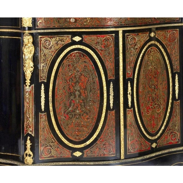 Pair of Boulle Cabinets 19th-century French cabinets, in patinated wood, with gilded metal and lacquer inlays, bronze...