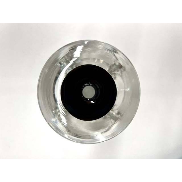 1970s Signed Studio Art Glass Perfume / Scent Bottle – “Brad & Grundy” ©1990 – Minimalist Clear + Black – With Stopper For Sale - Image 5 of 7