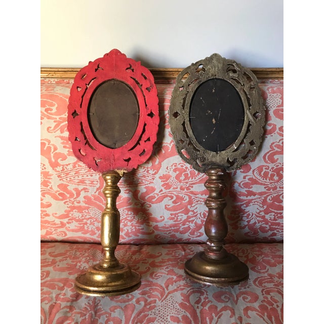Late 19th Century Italian Carved Gilded Reliquary Stands Converted to Mirrors - a Pair For Sale - Image 4 of 9