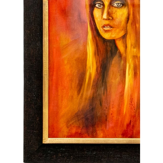 Wood Vintage Mid-Century Expressionist Oil Painting Portrait of a Blonde Woman by Z Pintel, Framed For Sale - Image 7 of 16