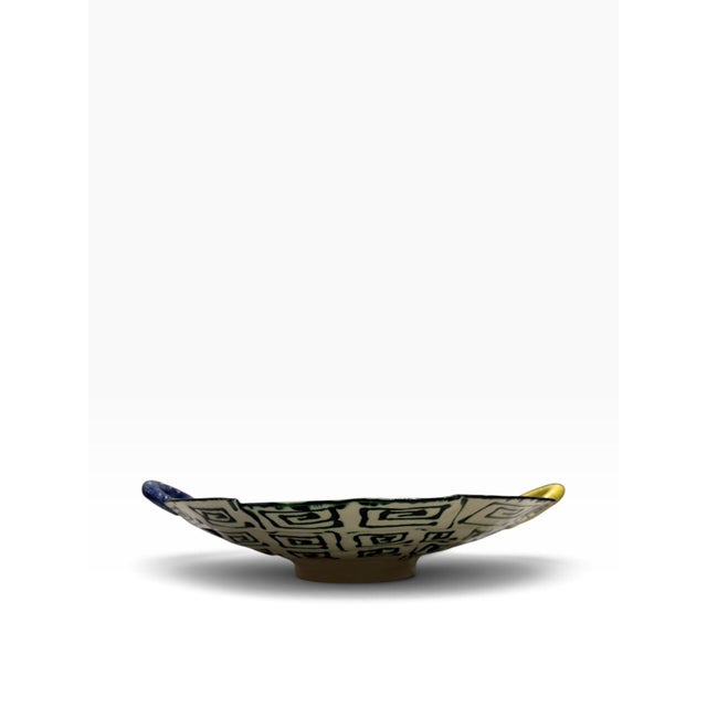 1990s Cubist Cat Handmade Ceramic Platter by Juozas & Rasa Saldaitis For Sale - Image 4 of 6