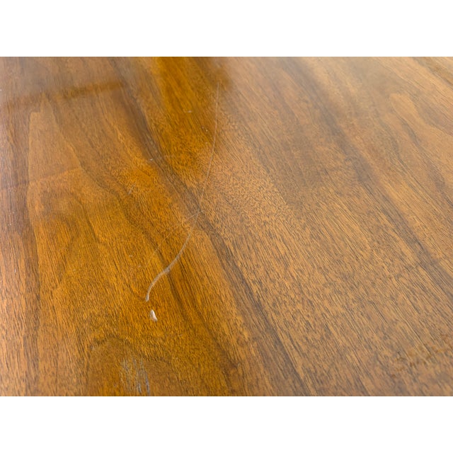 Mid 20th Century Walnut Sculpted Pull Three Drawer Dresser Pair For Sale - Image 9 of 11