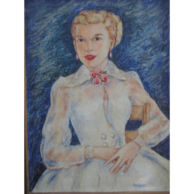 This is a Fabulous! Mid Century Artist Signed L L Soggins Oil on Canvas Board Painting of the Beautiful Actress Princess...