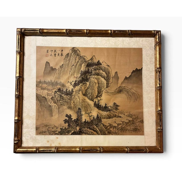 A pair of Chinese landscape paintings (Shan Shui) executed with ink and color on silk. The paintings follow the classical...