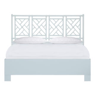 Chippendale Platform Bed California King - Light Blue For Sale