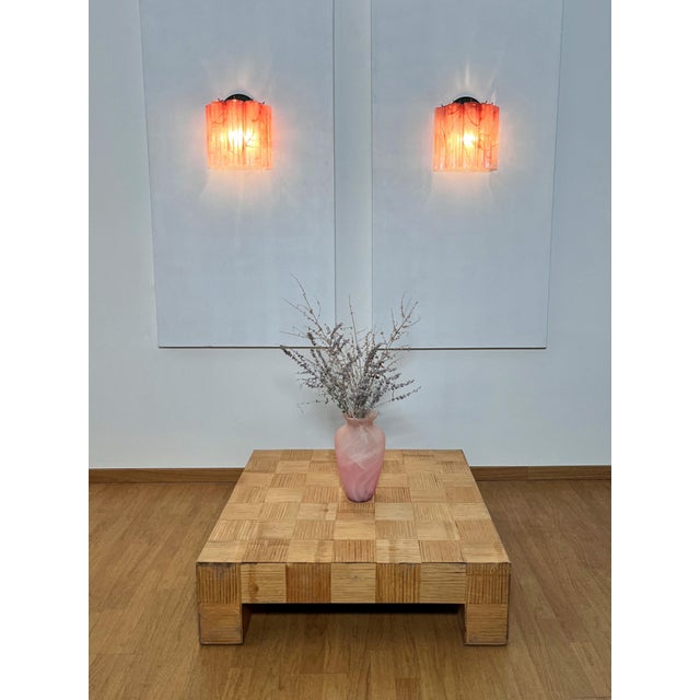 Vintage Murano Glass Tube Wall Sconces with 5 Pink Alabaster Glass Tube, 1990, Set of 2 For Sale - Image 15 of 18