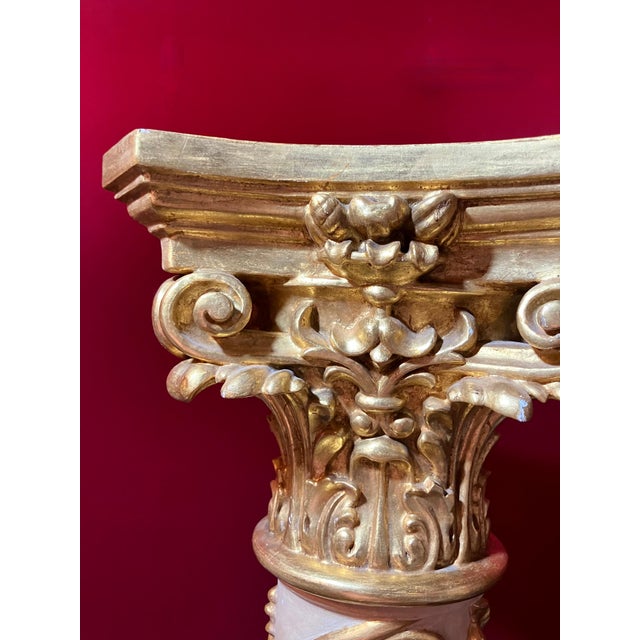 19th Century Italian White Lacquered and Gold Leaf Pedestal For Sale - Image 4 of 12