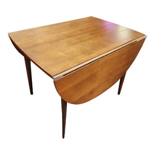 Vintage Mid Century Modern Broyhill Brasilia Drop Leaf Dining Table | Sculpted Walnut Expandable Table | Iconic MCM Furniture For Sale