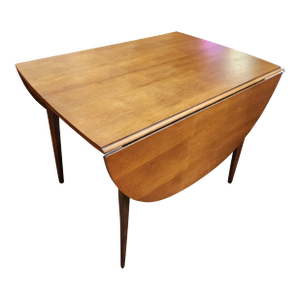 Vintage Mid Century Modern Broyhill Brasilia Drop Leaf Dining Table | Sculpted Walnut Expandable Table | Iconic MCM Furniture