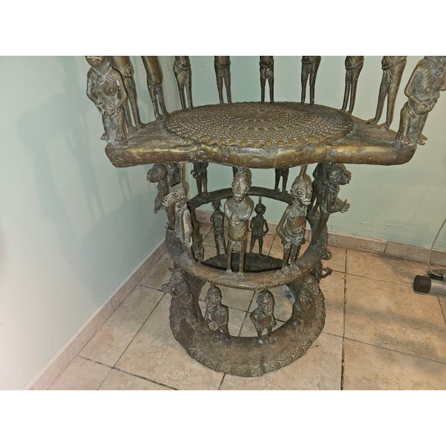 Mid 20th Century Cameroon Bronze Female Ceremonial Throne For Sale - Image 4 of 14