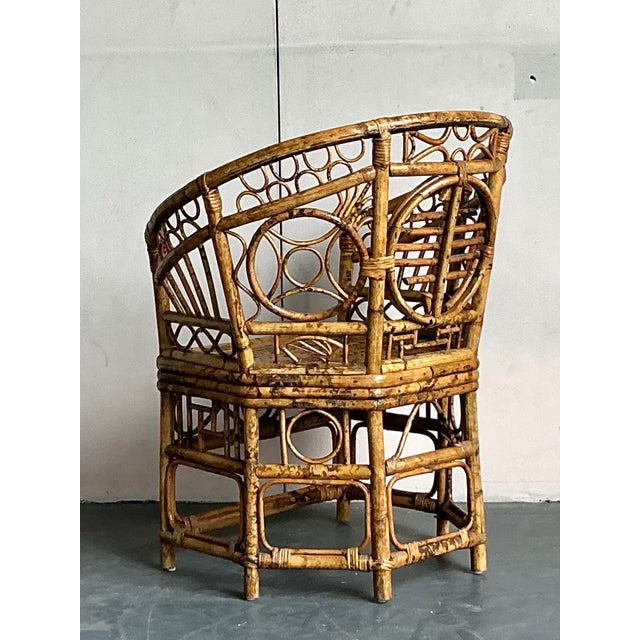 Vintage Boho Medallion Back Bamboo Brighton Pavillon Chair For Sale - Image 9 of 12