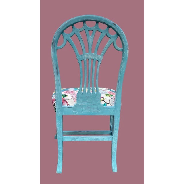 Set of 6 Balloon Back Dining Chair With Hand Painted Finish, Newly Upholstered. For Sale In Greenville, SC - Image 6 of 8